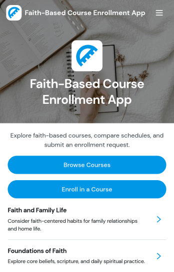 Faith-Based Course Enrollment App Template