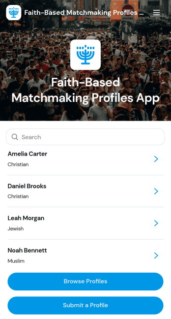 Faith-Based Matchmaking Profiles App Template