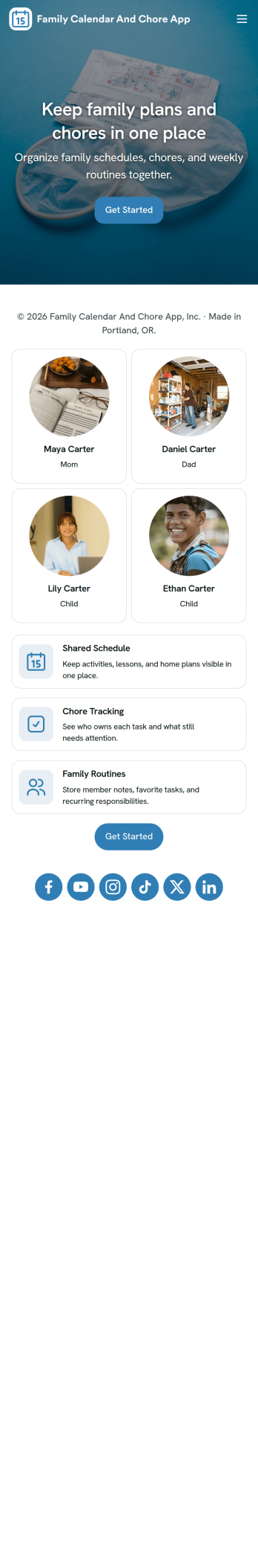 Family Calendar and Chore App Template