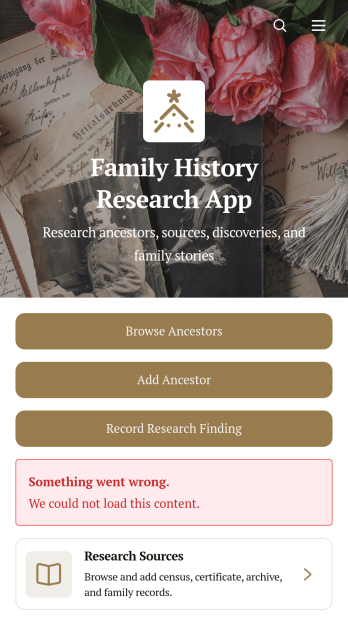 Family History Research App Template