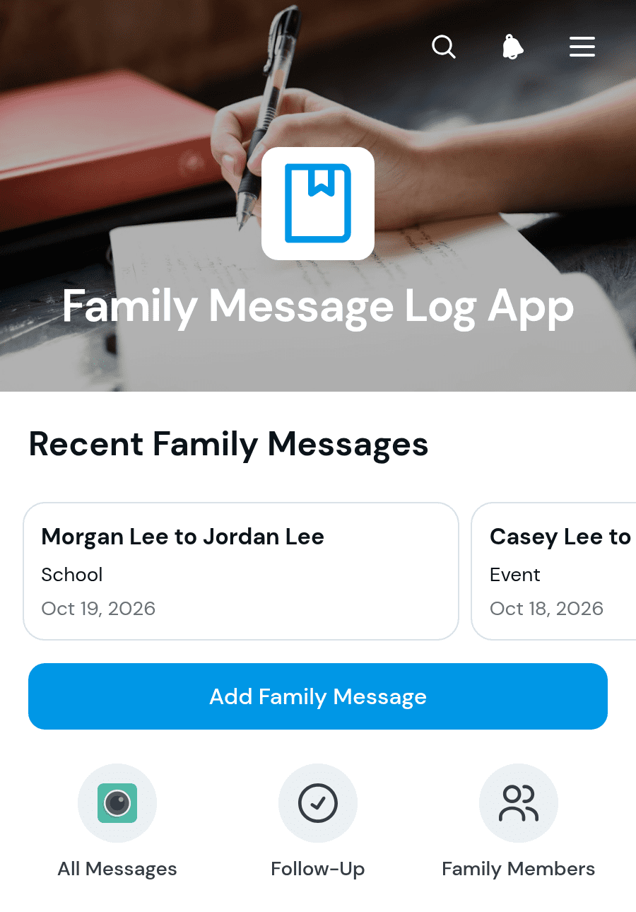Family Message Log App Template | Jotform