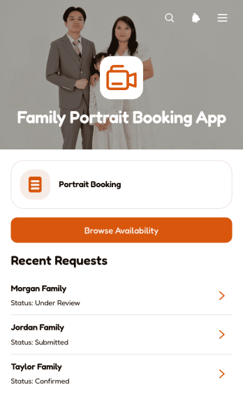 Family Portrait Booking App Template