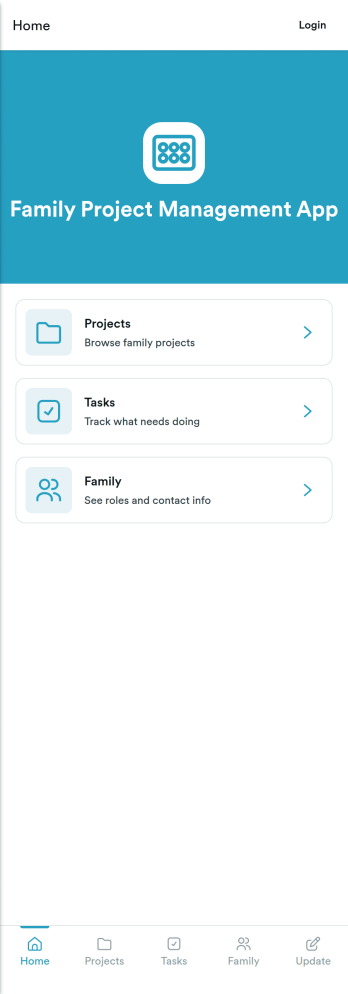 Family Project Management App Template