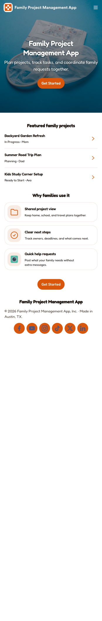 Family Project Management App Template