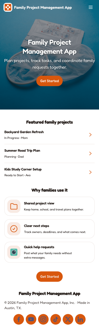 Family Project Management App Template
