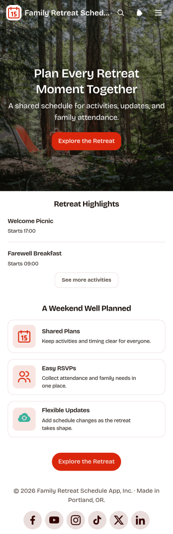 Family Retreat Schedule App Template