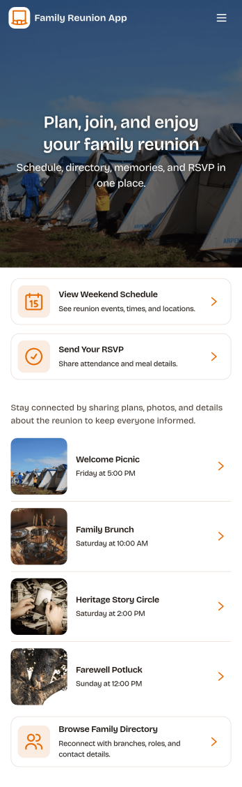 Family Reunion App Template