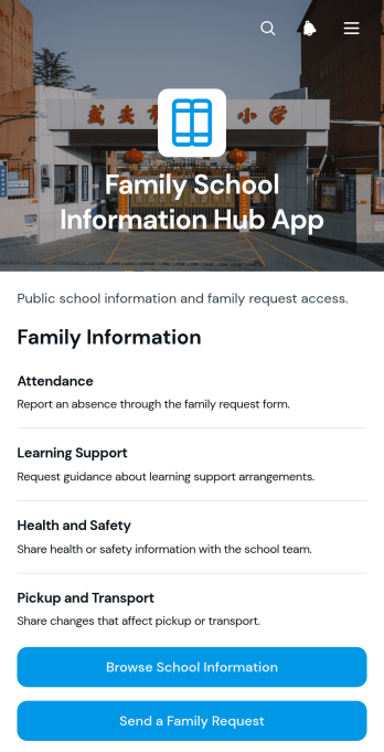 Family School Information Hub App Template