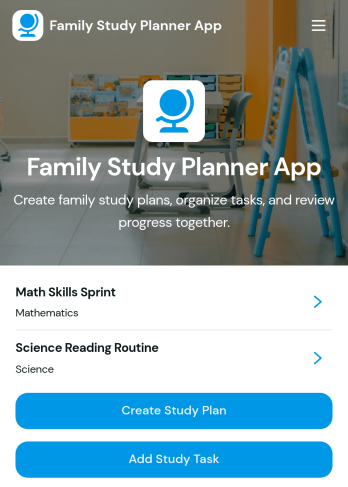 Family Study Planner App Template