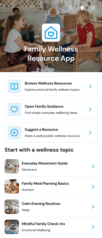 Family Wellness Resource App Template