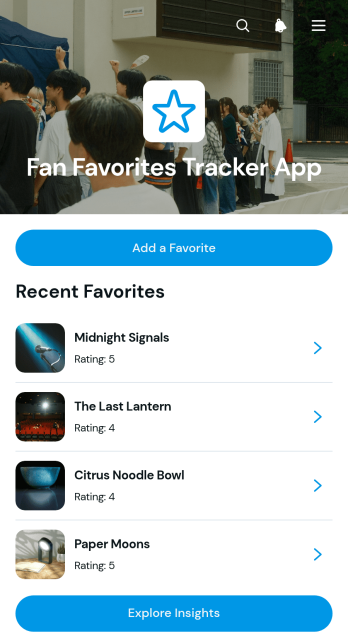 Fan Favorites Tracker App Template