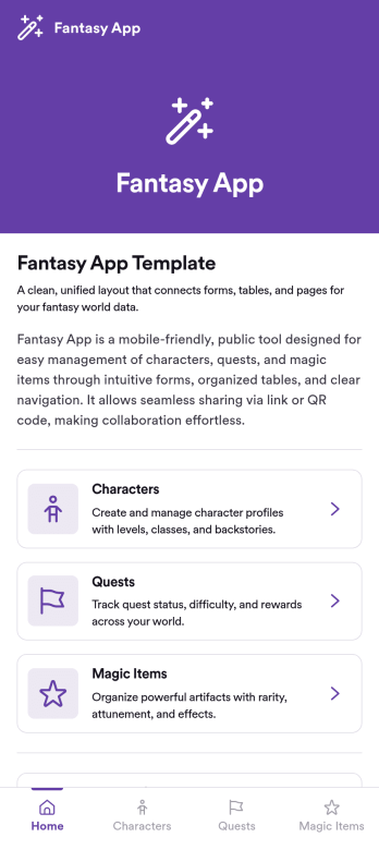 Fantasy App Template