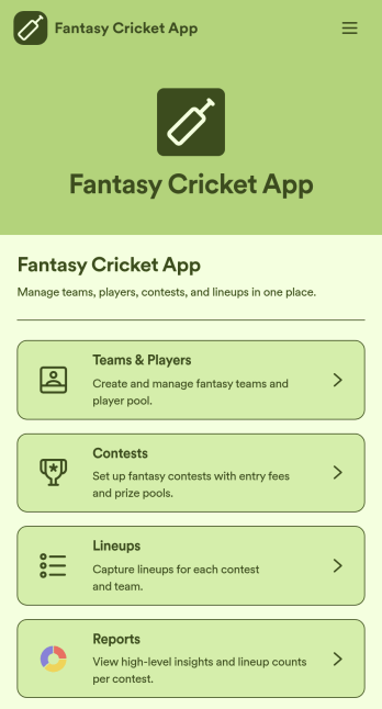 Fantasy Cricket App Template