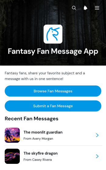 Fantasy Fan Message App Template
