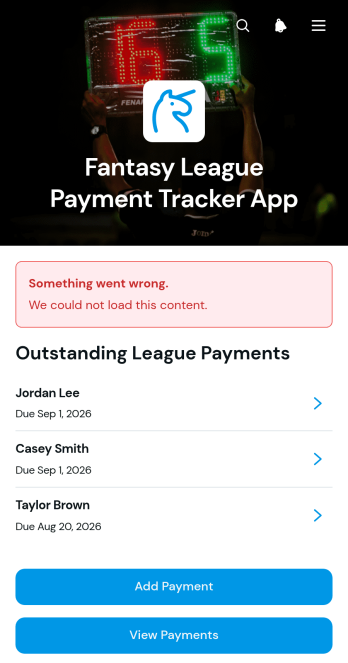 Fantasy League Payment Tracker App Template
