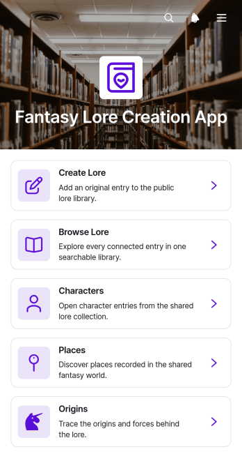 Fantasy Lore Creation App Template