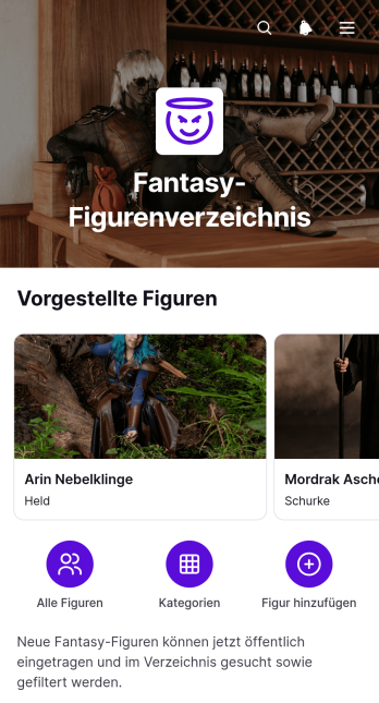 Fantasyfiguren-Verzeichnis-App