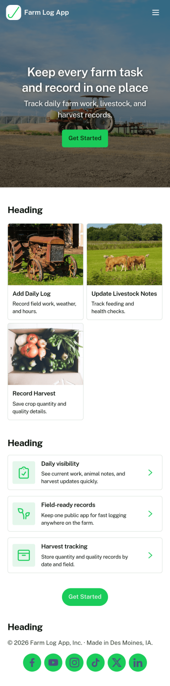 Farm Log App Template