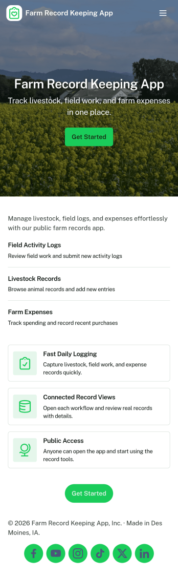 Farm Record Keeping App Template