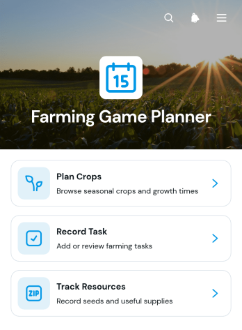 Farming Game Planner App Template