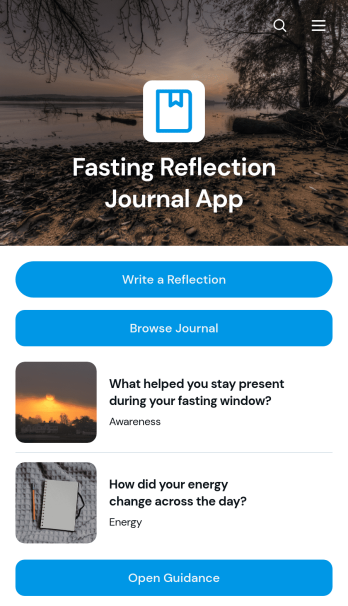 Fasting Reflection Journal App Template