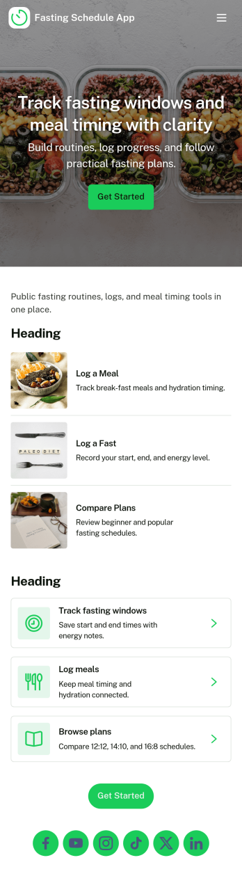 Fasting Schedule App Template