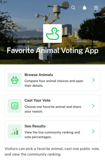 Favorite Animal Voting App Template