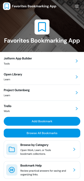 Favorites Bookmarking App Template