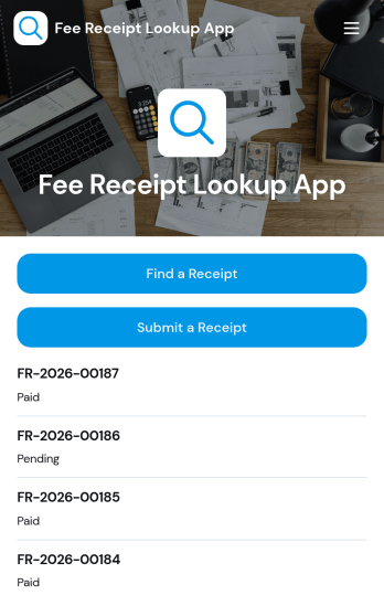 Fee Receipt Lookup App Template