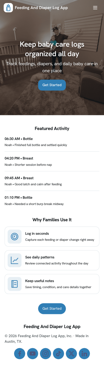 Feeding and Diaper Log App Template
