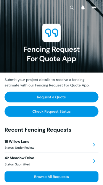 Fencing Request For Quote App Template