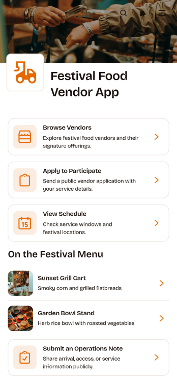 Festival Food Vendor App Template