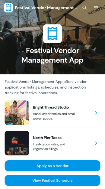 Festival Vendor Management App Template
