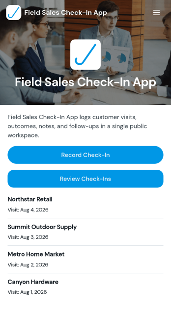 Field Sales Check-In App Template