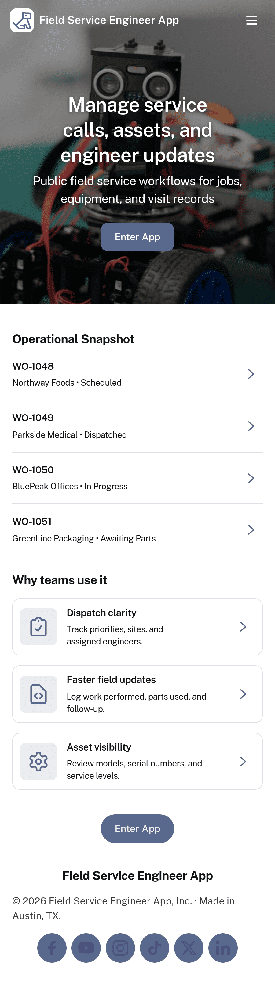 Field Service Engineer App Template | Jotform
