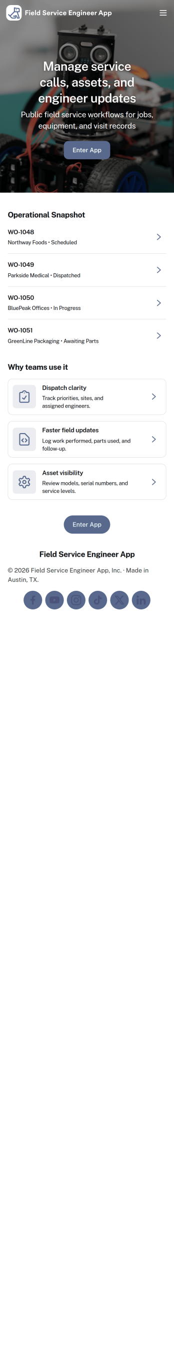 Field Service Engineer App Template