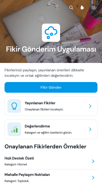 Fikir Gönderme Uygulama Șablonu