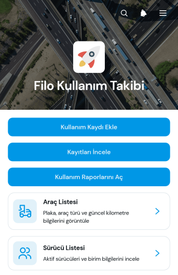 Filo Kullanım Takip Uygulama Șablonu