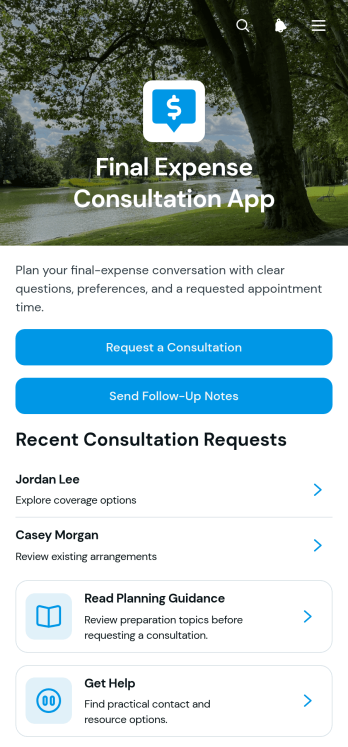 Final Expense Consultation App Template