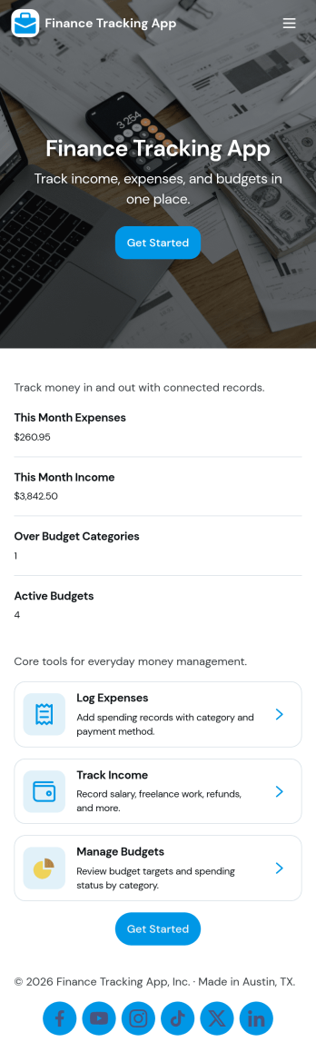 Finance Tracking App Template