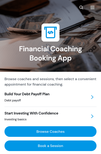 Financial Coaching Booking App Template