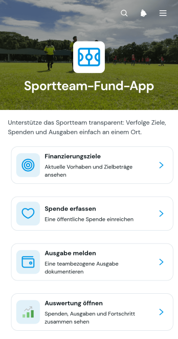 Finanzierungs-App für Sportmannschaften