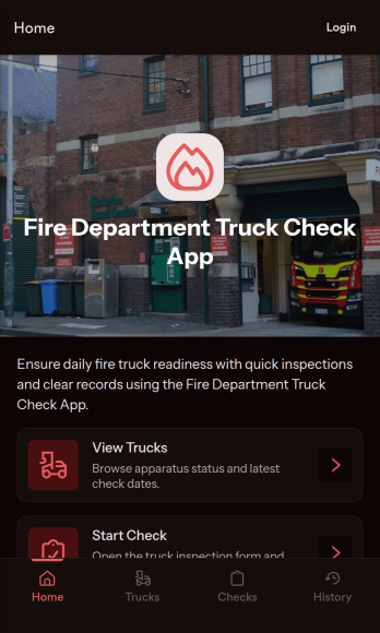 Fire Department Truck Check App Template