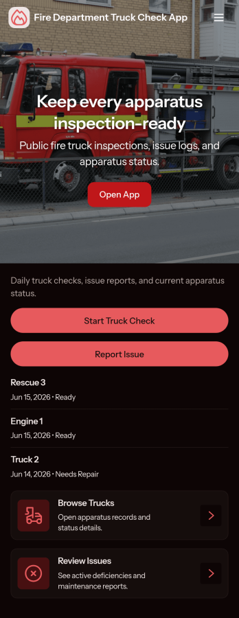 Fire Department Truck Check App Template