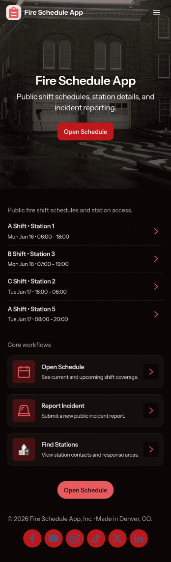Fire Schedule App Template