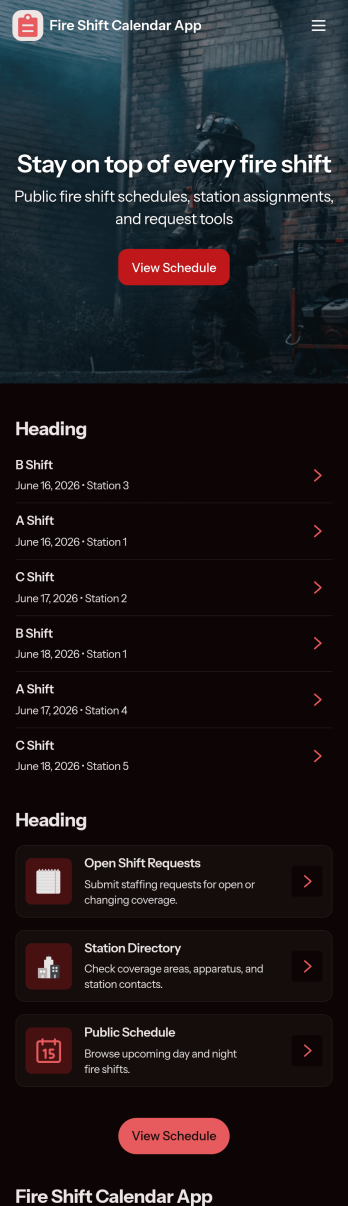 Fire Shift Calendar App Template