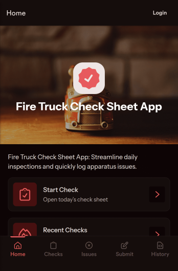 Fire Truck Check Sheet App Template
