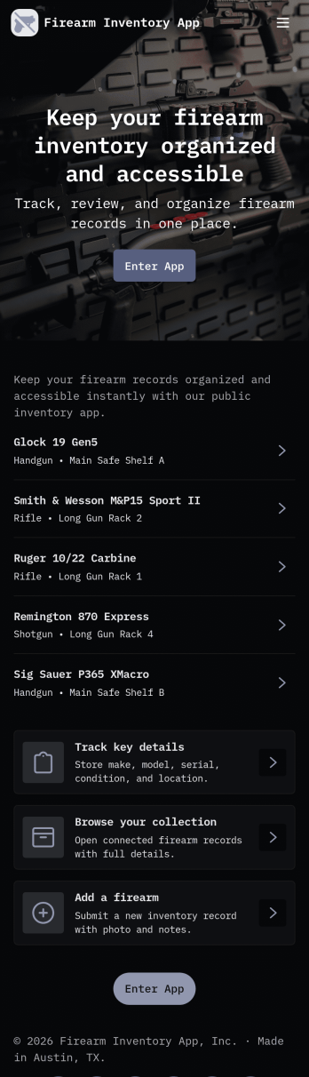 Firearm Inventory App Template