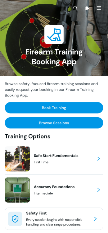 Firearm Training Booking App Template