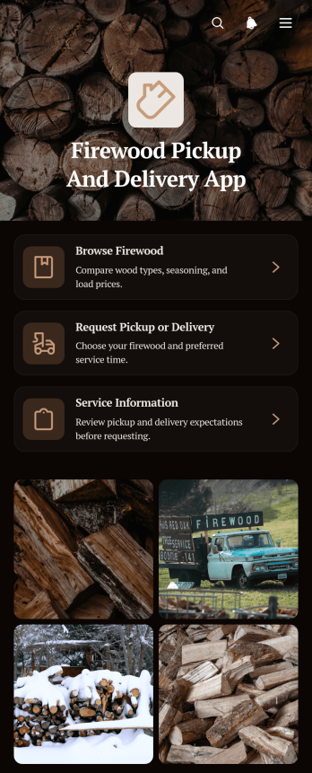 Firewood Pickup And Delivery App Template